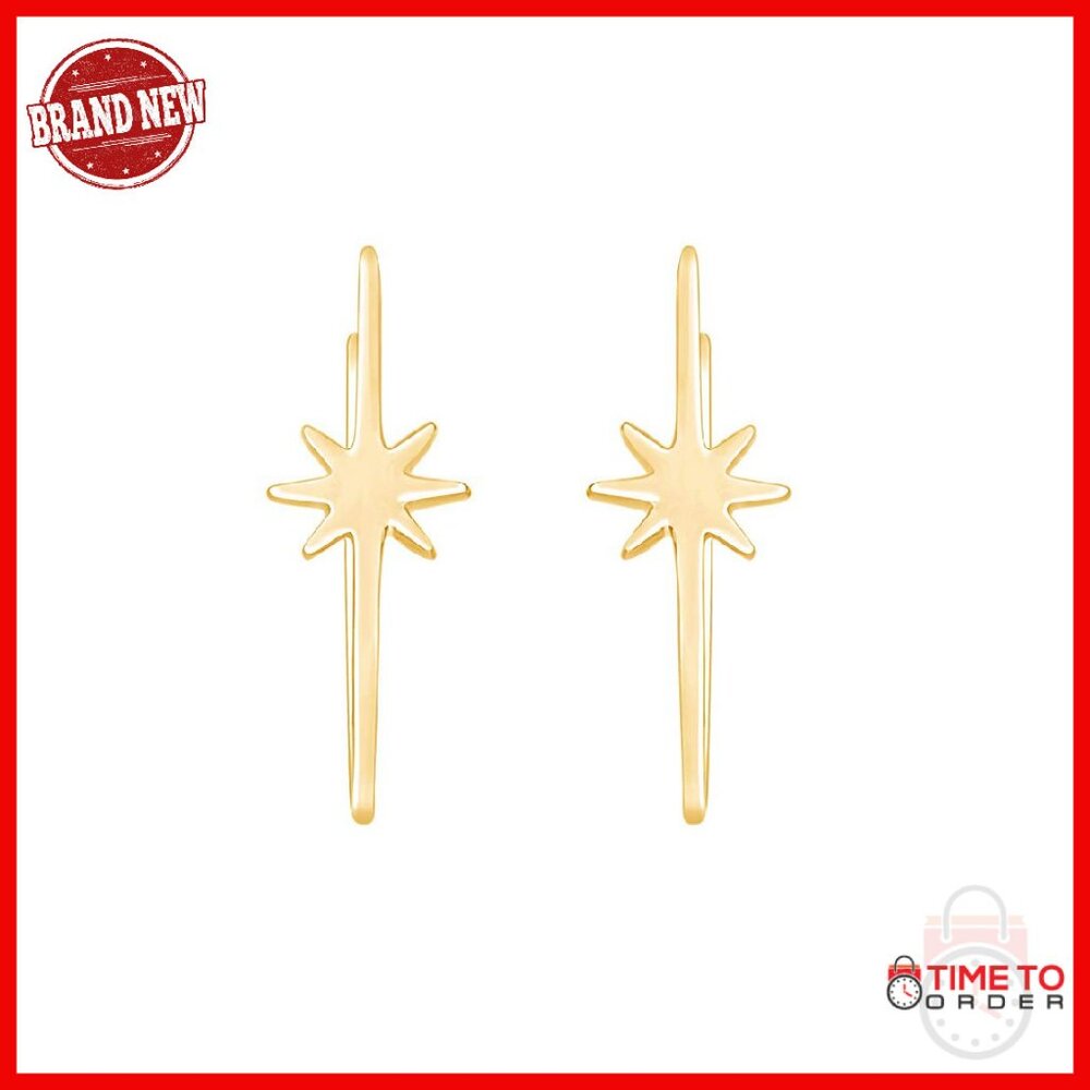 Sterling Silver Gold Plated Falling Star Ear Climber Stud Earrings